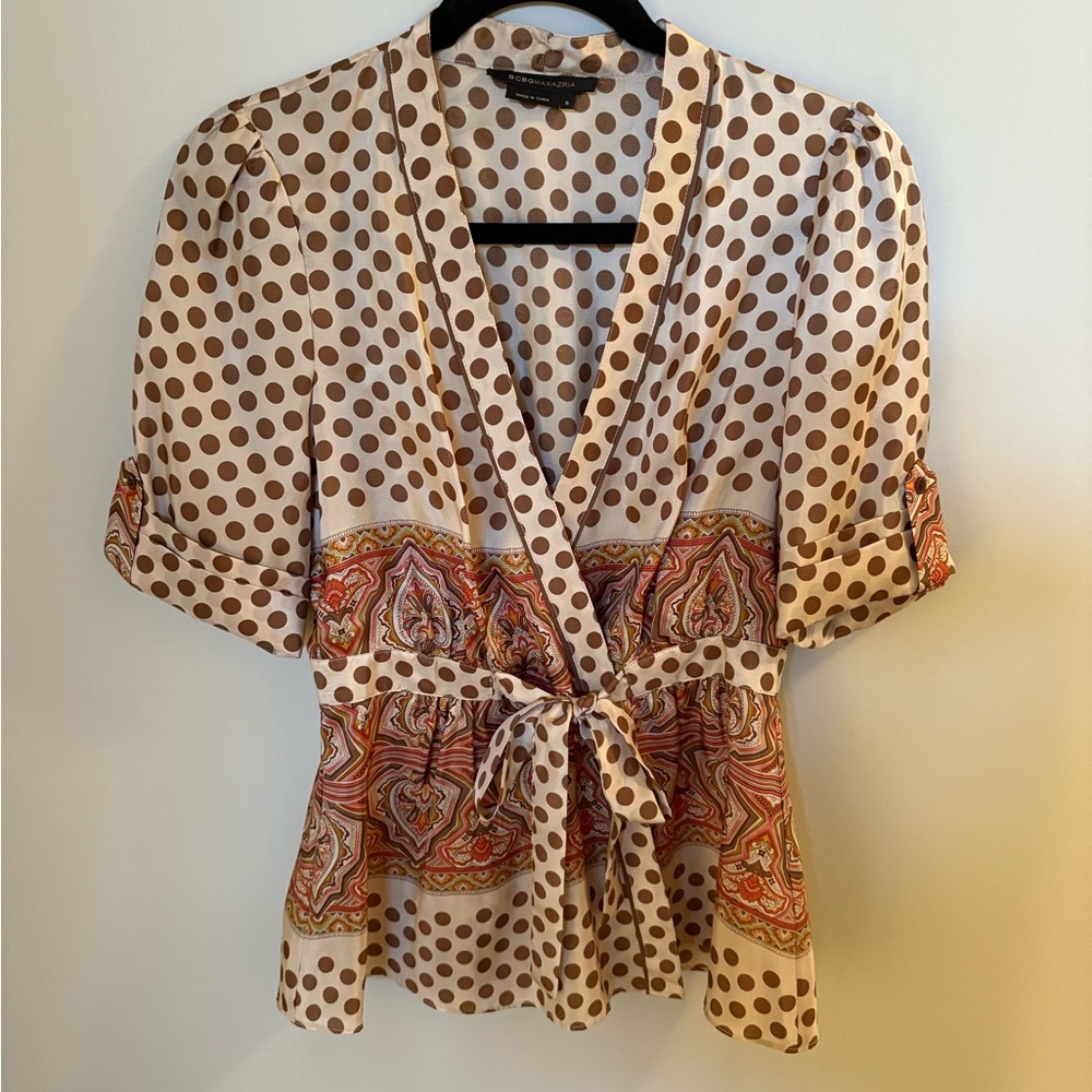 BCBG MaxAzria Beige Silk Top